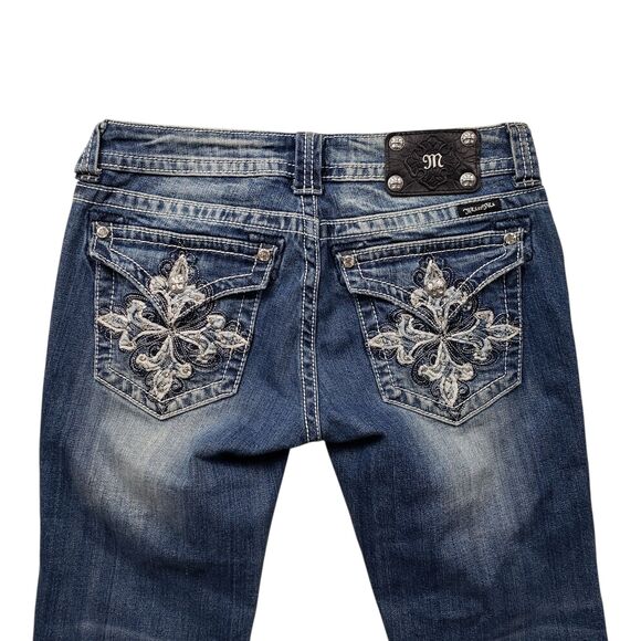 Miss Me Easy Capri Embellished Denim 30 Jeans Womens Rodeo Y2K - Picture 1 of 8